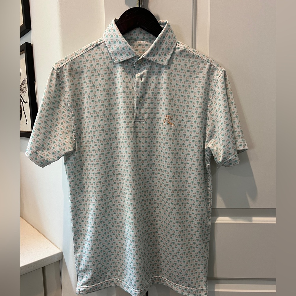 Rhoback Koopa golf cart and palm tree polo. Size small.